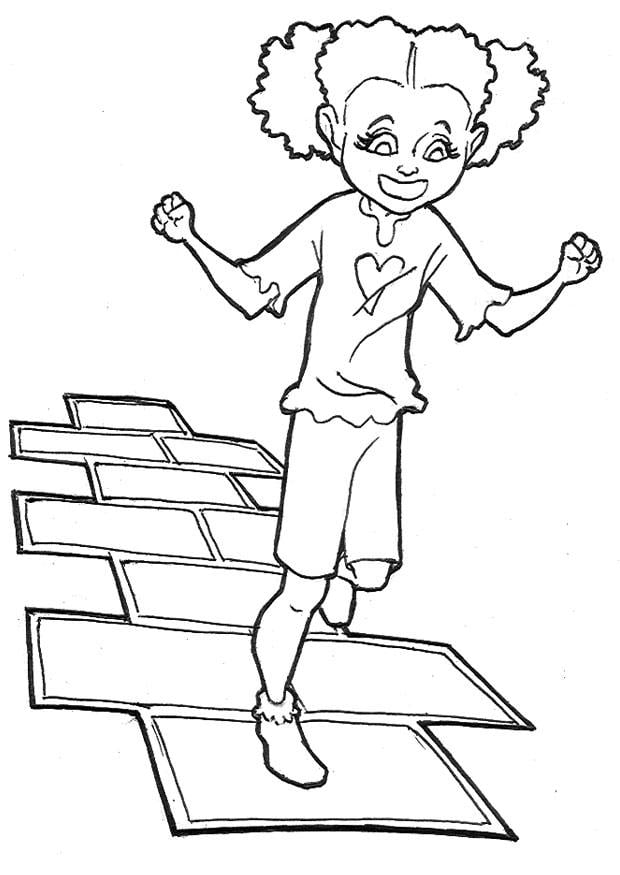 Coloriage jouer A  la marelle
